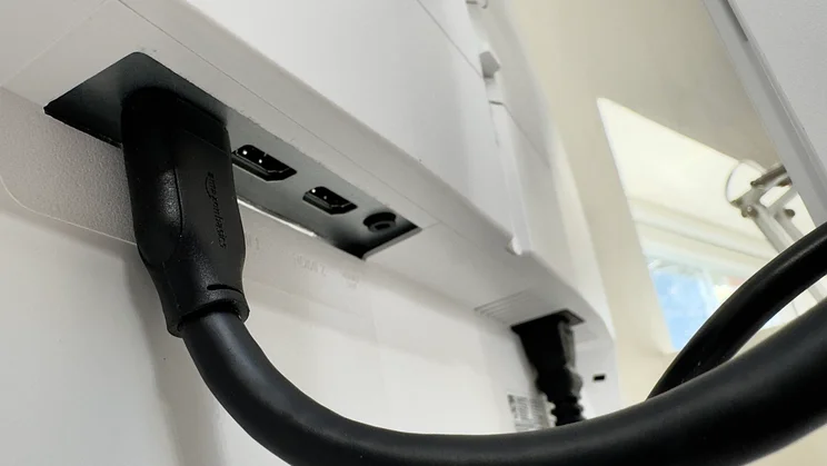 A close up of the Philips Evnia 27M2N3501PA's rear ports