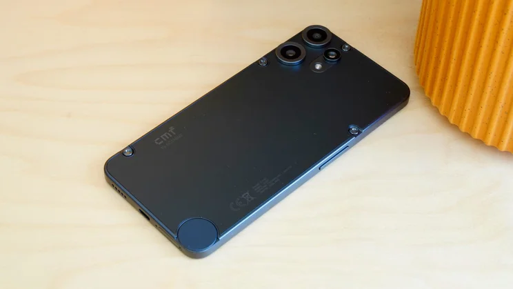 CMF Phone 2 Pro facedown on a table, angled view