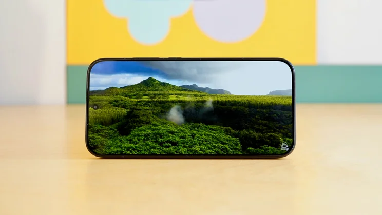 Poco X8 Pro in landscape mode, displaying a nature scene