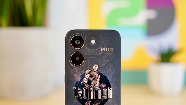 Poco X8 Pro rear cameras and Iron Man decal