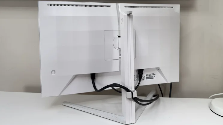 The Philips Evnia 27M2N3501PA monitor pictured from the rear_