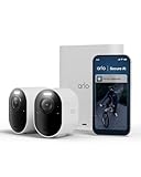 Arlo Ultra 3 Security Camera Outdoor Wireless, 4K UHD, 180 View, AI Detection, Auto Tracking, Colour Night Vision, CCTV, Arlo Secure Trial Included, 2 Cameras with Smarthub for Local Storage, White
