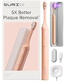 SURI 2.0 NEW Sonic Electric Toothbrush | Pressure Sensor & UV-Cleaning Travel Case | 1 Month+ Battery | Designed in London | Electric Toothbrush for Adults | Travel Toothbrushes | Tooth Brush | Pink