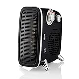 Swan SH27020N Vertical Fan Heater, 2 Heat Settings, Adjustable Thermostat, 1800W, Black and Chrome