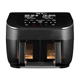 Instant Pot - Vortex Plus Dual Black Air Fryer - Large 7.6L, Family Size - Twin, Double 3.7L Baskets, Clear Window, Food Dehydrator, Grill, Bake, Roast, Reheat, Non-Stick, Easy Clean, Dishwasher Safe