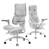 SIHOO Doro S300 Ergonomic Office Chair, Dual Dynamic Lumbar Support, 6D Coordinated Armrests, Adjustable Rolling Desk Computer Gaming Chair (White Italian Velvet Mesh)