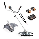 VonHaus Grass Trimmer & Brush Cutter Cordless 2 in 1 &ndash; Electric Edger for Lawns & Flower Beds &ndash; 36V Battery (2x 18V), Dual Charger, Lightweight, Bicycle Handles, Shoulder Strap, Safety Switch