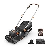 Worx WG737E 40V 37cm Cordless Lawnmower &ndash; Ideal for Medium to Large Gardens (300-550㎡) &ndash; Includes 2x 4.0Ah Batteries & Charger &ndash; IntelliCut&trade; Tech, Mulching & Bagging, Adjustable Height, PowerShare