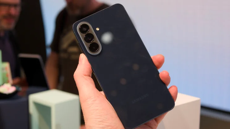 The Samsung Galaxy A57 pictured from the rear