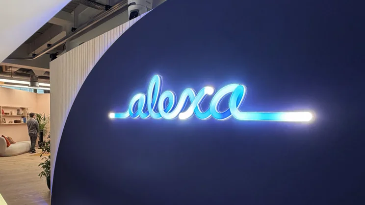 Alexa logo on a blue wall