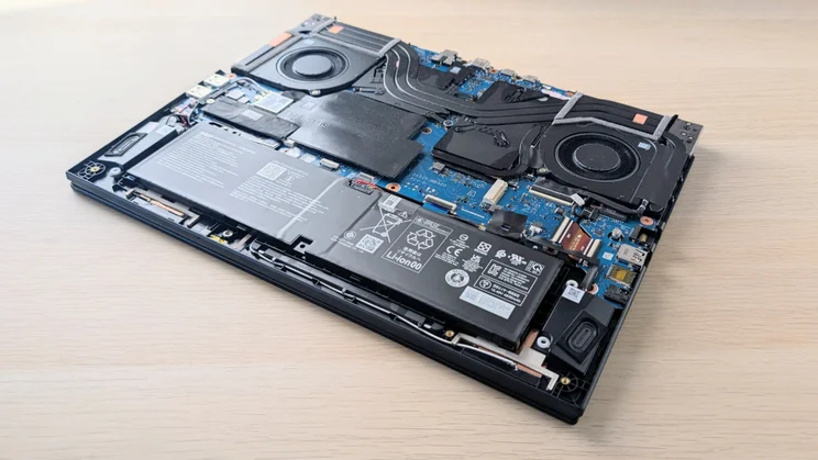 An internal view of the Acer Nitro 16S AI gaming laptop