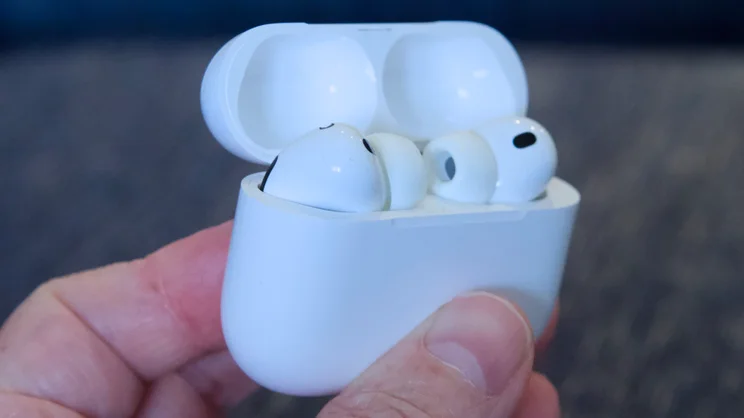 The Apple AirPods Pro 3 in their charging case