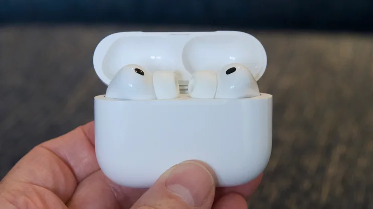 Apple AirPods Pro 3 show head on, open