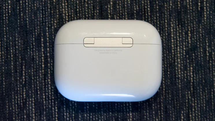 The rear of the Apple AirPods Pro 3's charging case