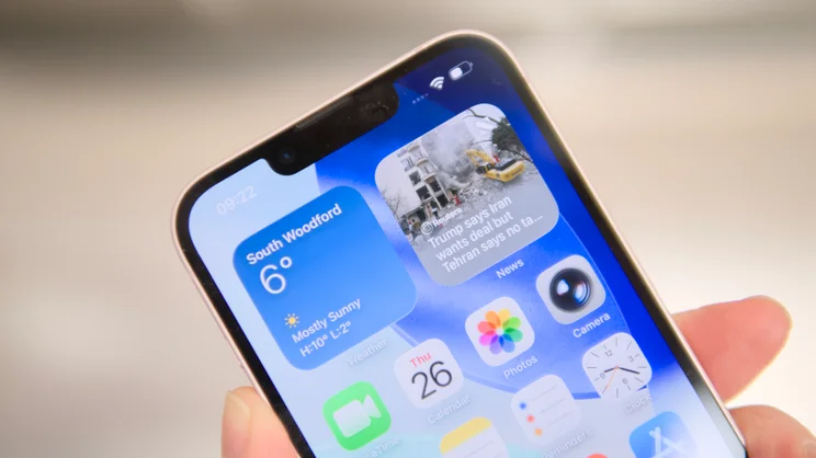 The screen notch of the Apple iPhone 17e shown in close up