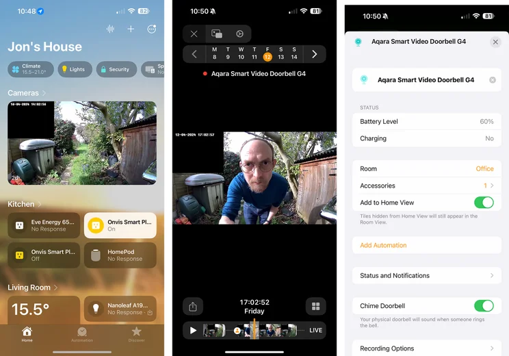 aqara video doorbell g4 review - HomeKit screenshots