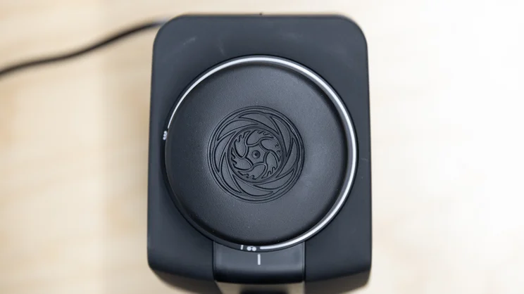 A bird's eye view of the Baratza Encore ESP Pro coffee grinder, with single dose cap on