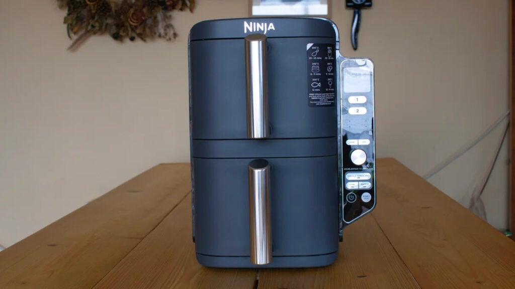 The Ninja DoubleStack XL on a wooden countertop