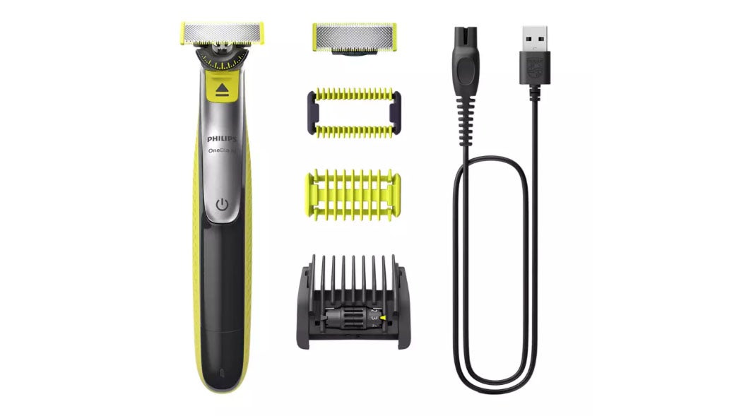 Philips OneBlade 360 For Face beard trimmer with four attachments and USB charging cable 