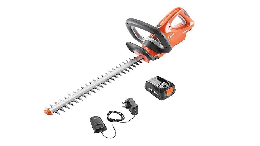 Flymo 18V EasiCut 450 on a white background