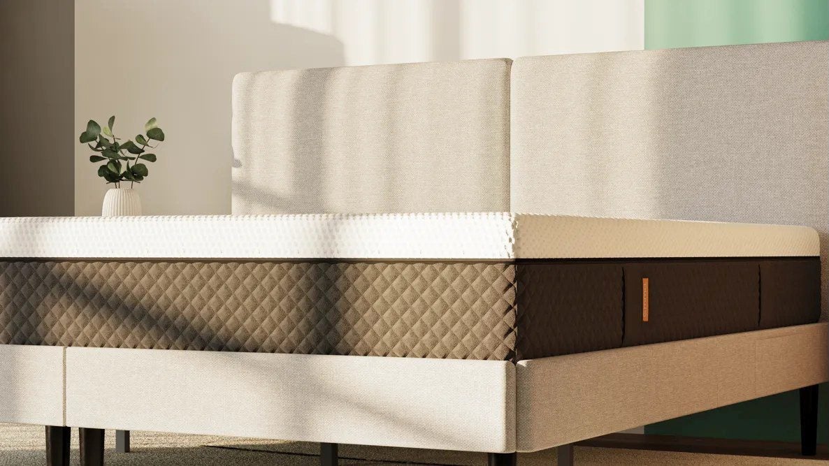Emma NextGen Premium mattress on bed angled close up