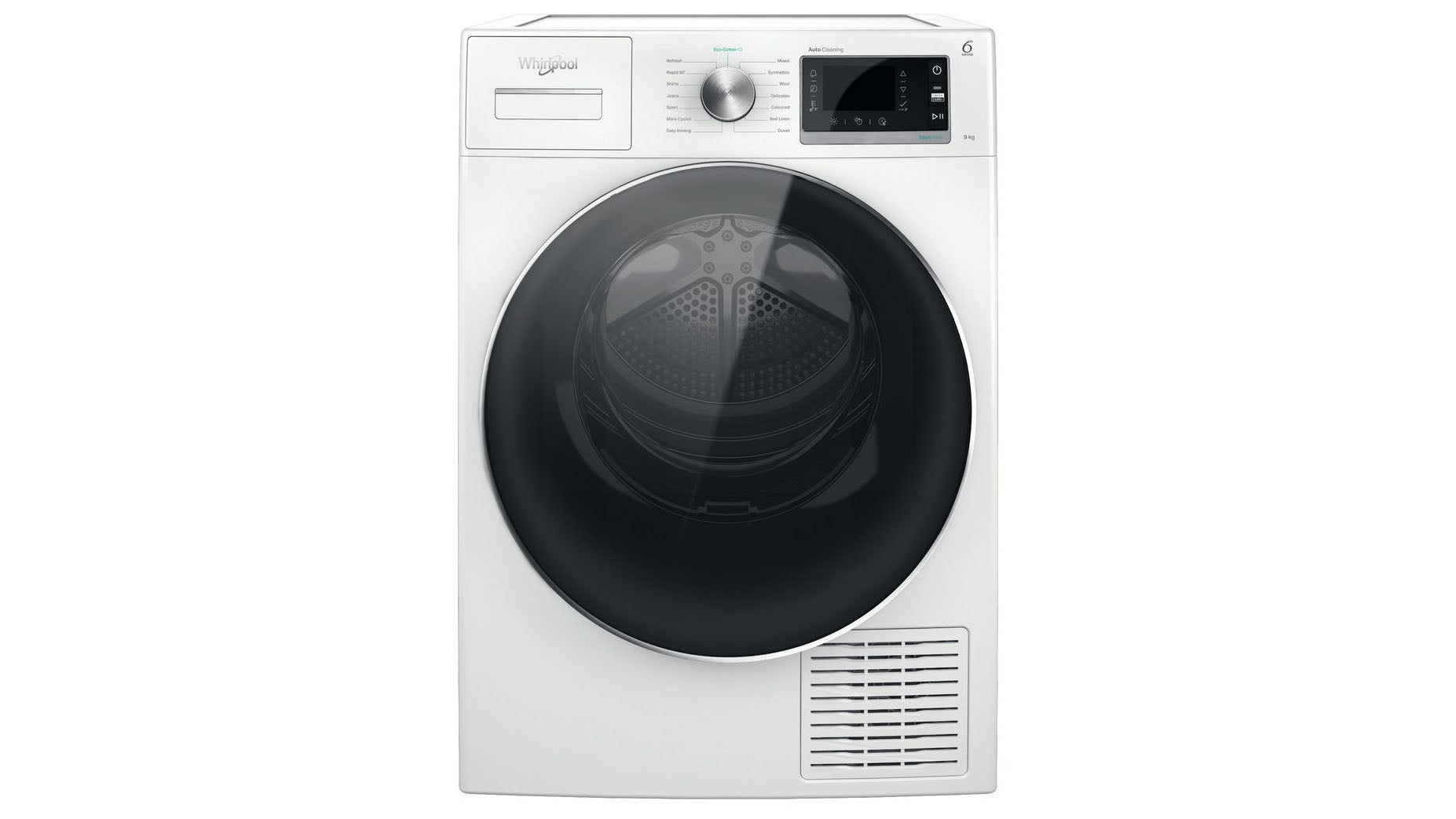 Whirlpool W6D94WRUK tumble dryer on a white background