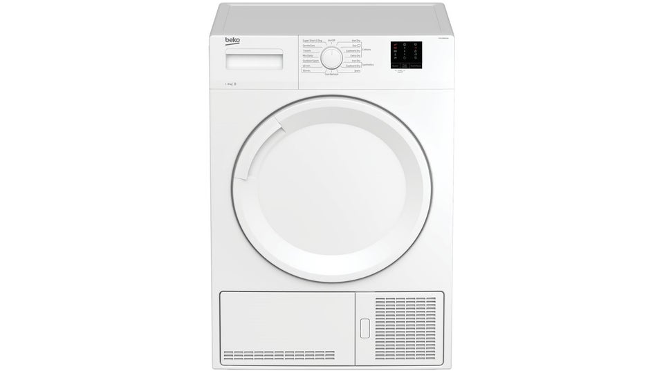 Beko DTKCE80021W tumble dryer on a white background