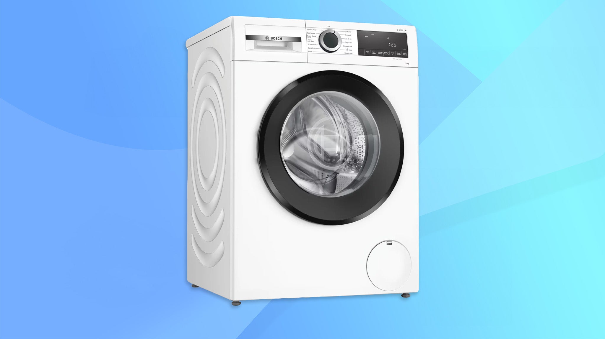 Bosch Series 4 WGG04409GB on a blue background