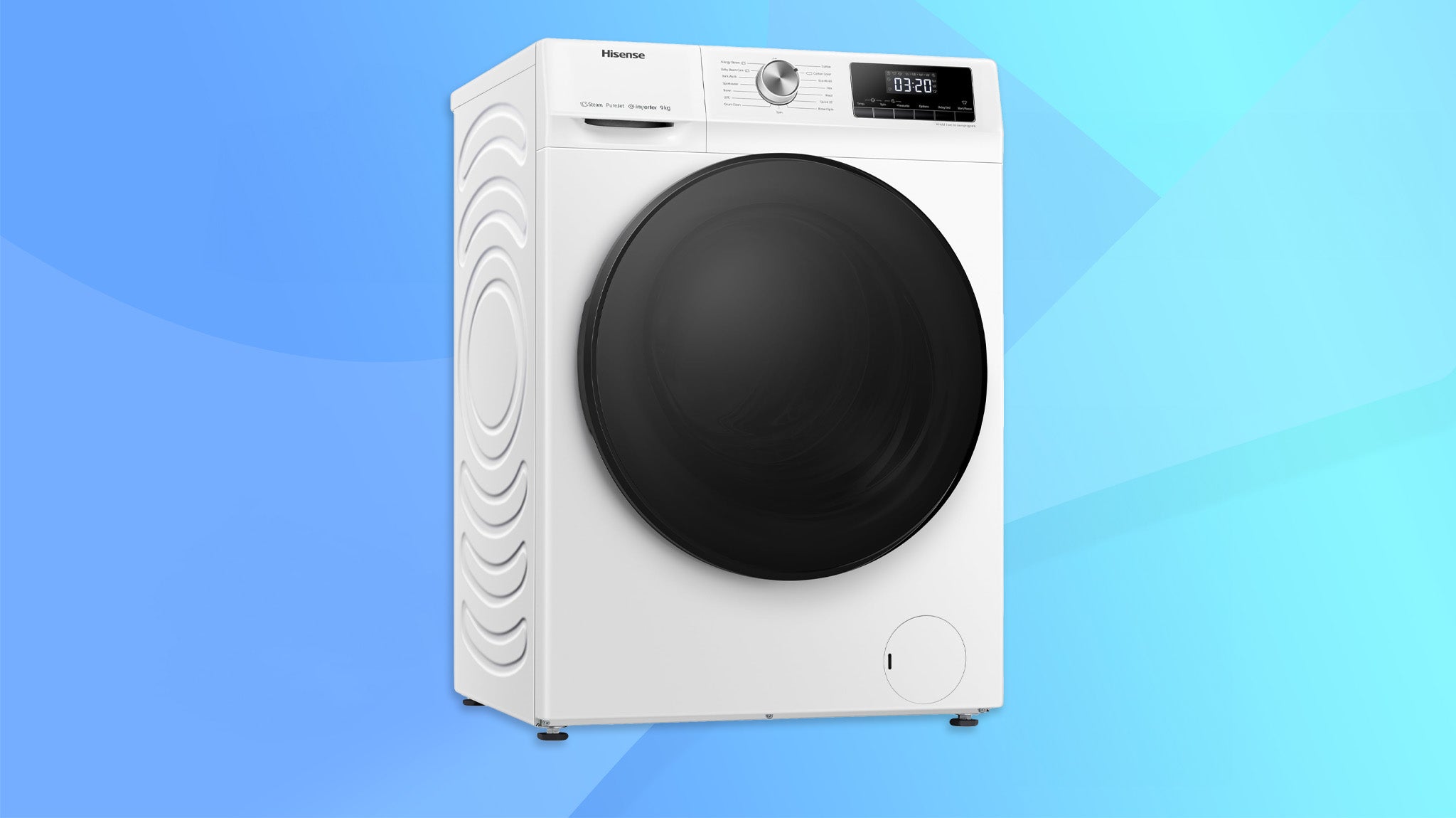 Hisense WFQA9014EVJM on a blue background