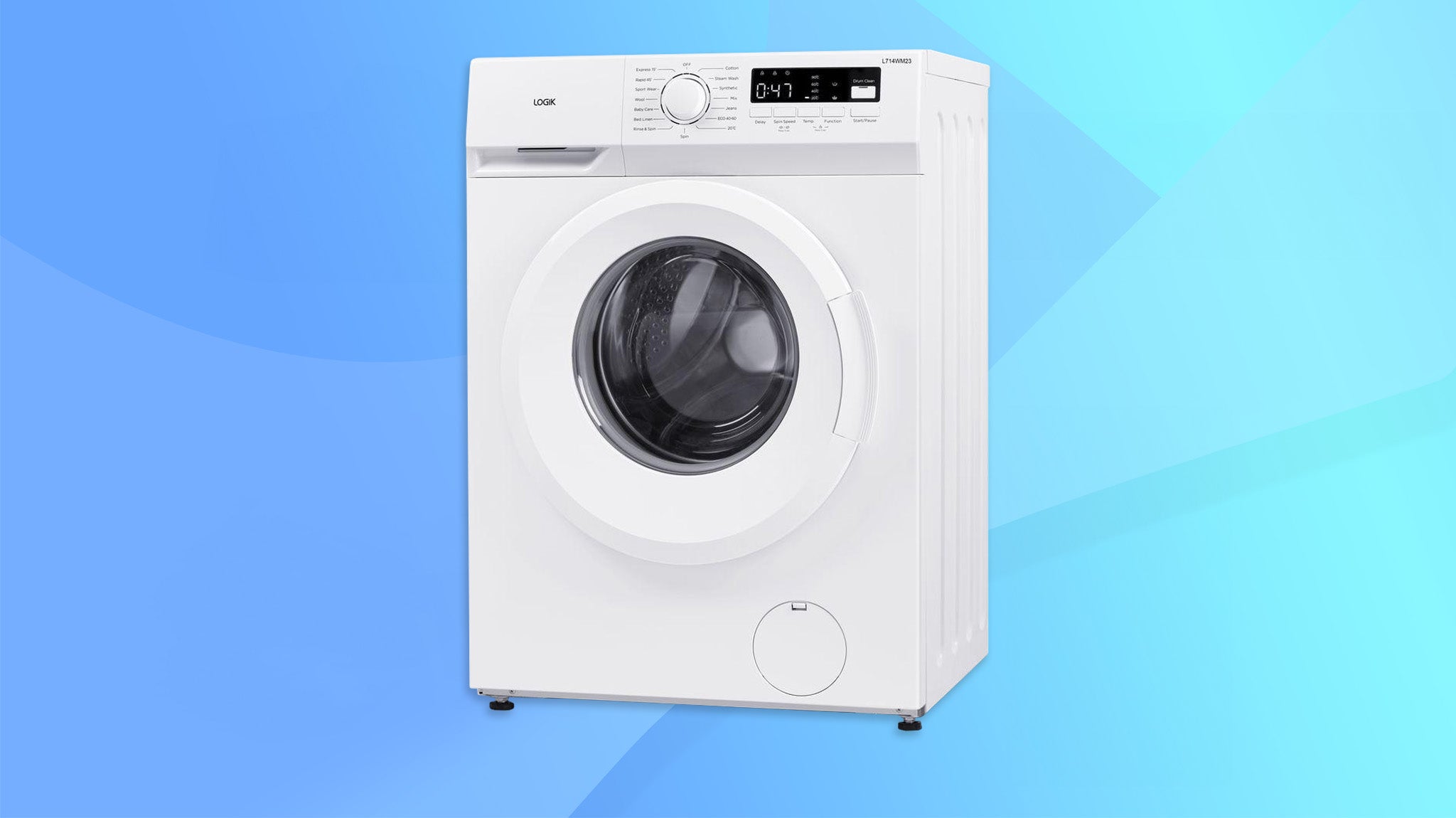 LOGIK L714WM23 on a blue background