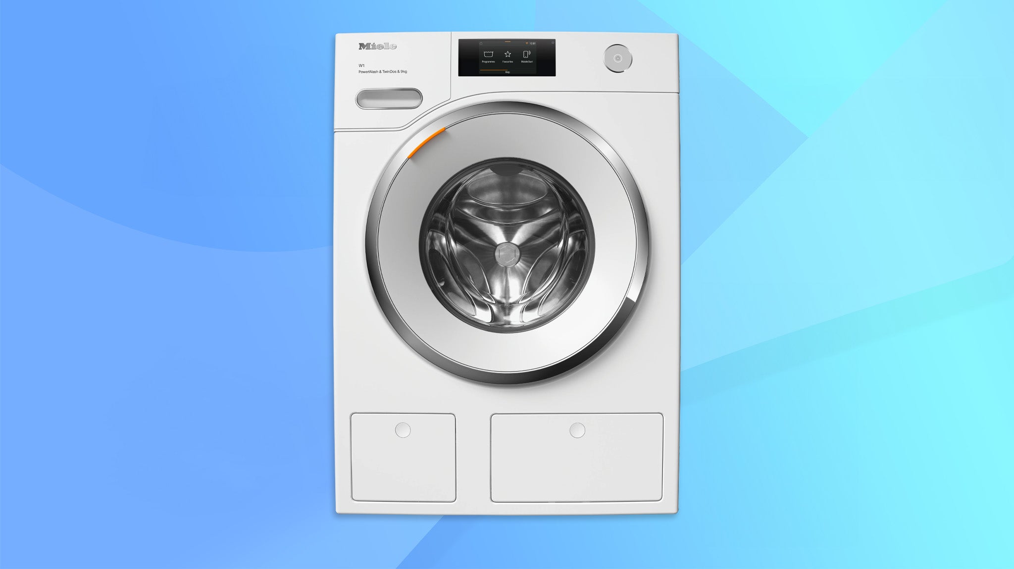 Miele WWR860WPS TwinDos on a blue background
