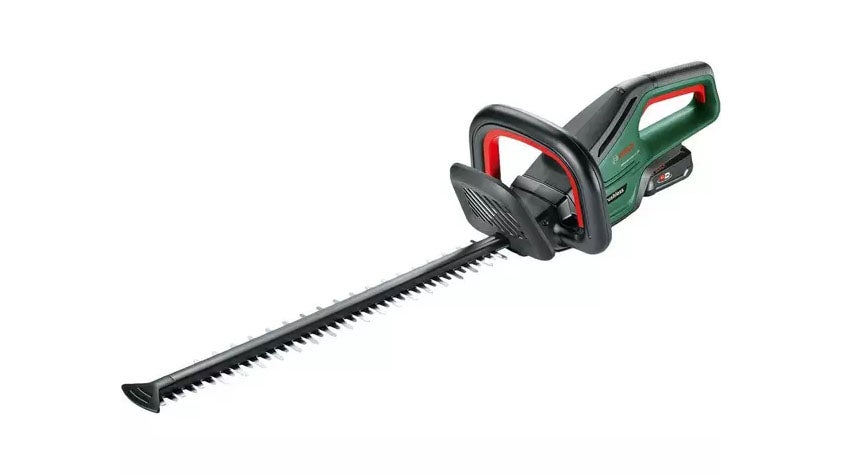 Bosch UniversalHedgeCut 18-55 hedge trimmer on a white background