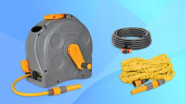 A selection of three garden hoses