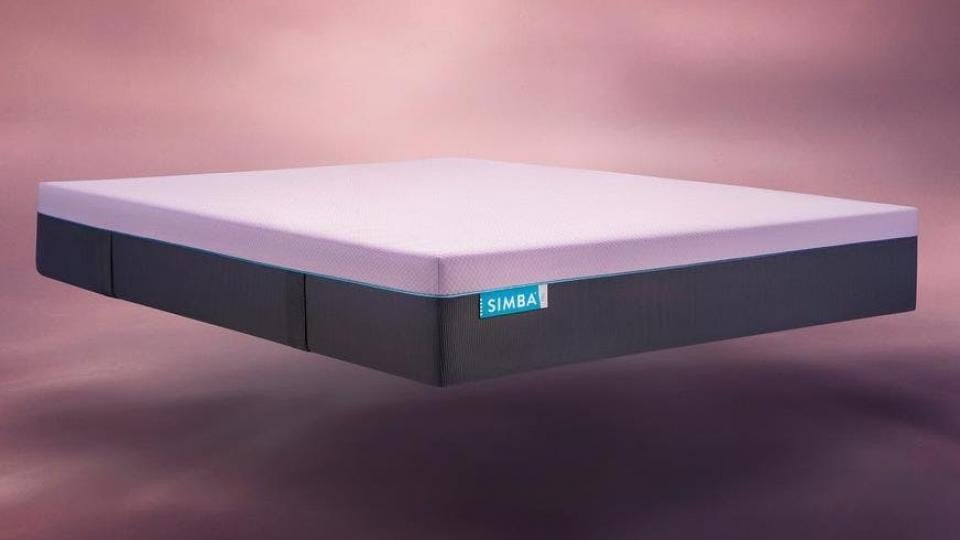 Simba Hybrid Pro mattress on a dusty pink background