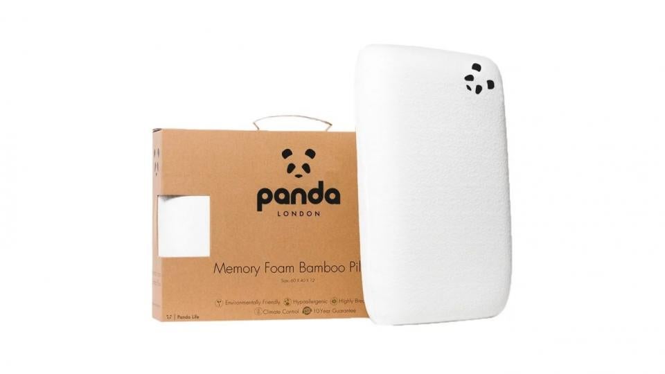 Panda Memory Foam Bamboo Pillow on a white background