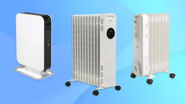 A selection of the best oil filled radiators against a blue background