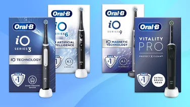 A collection of Oral B electric toothbrushes