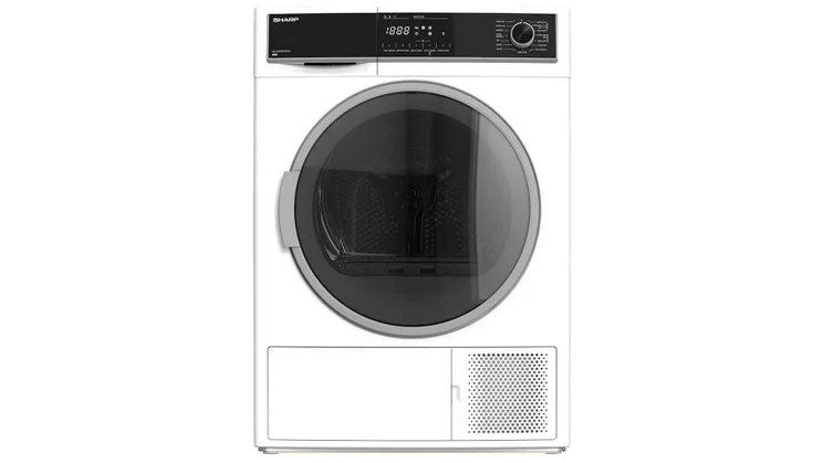 Sharp kd-hhh9s7gw2 tumble dryer on a white background