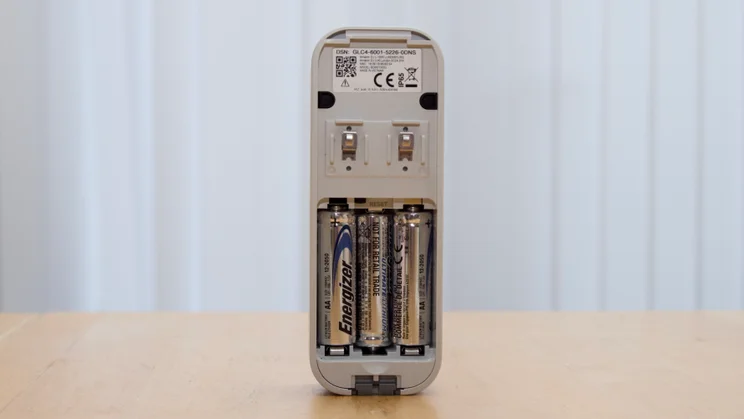 Blink Video Doorbell 2nd generation pictured from the rear with the battery compartment open