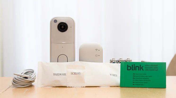 The Blink Video Doorbell 2nd generation and box contents