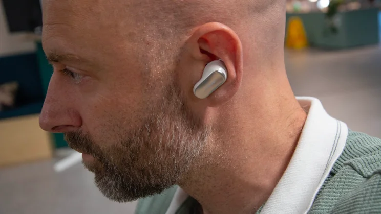 The left earbud of the Bose QuietComfort Ultra Earbuds 2nd Gen being worn