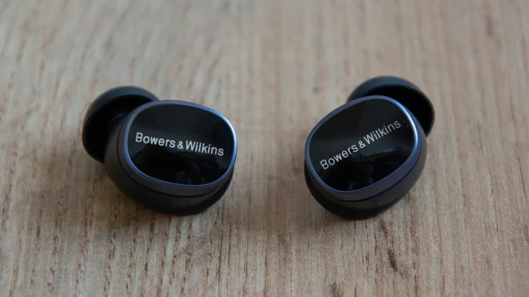 Front view of the Bowers & Wilkins Pi8 true wireless earbuds