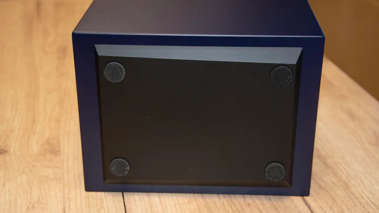 The base of one of the Cambridge Audio L/R S active speakers