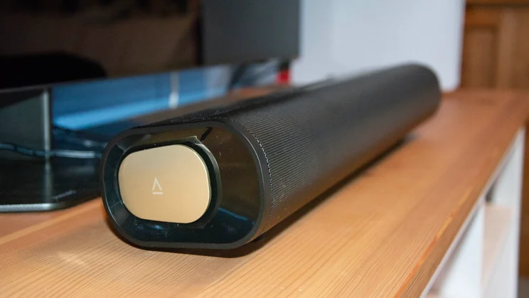 View of the Creative Stage Pro soundbar from the left-hand side