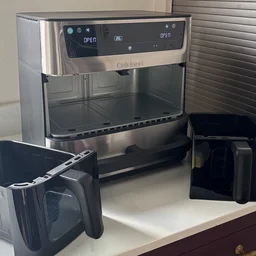 The Cuisinart Tri Zone 13.6l Air Fryer & Oven on a kitchen worktop, with both drawer compartments removed
