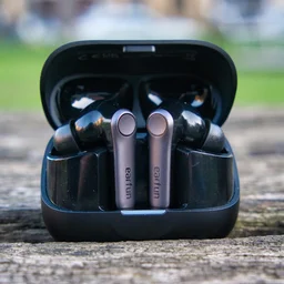 The EarFun Air Pro 4+ wireless earbuds in their charging case