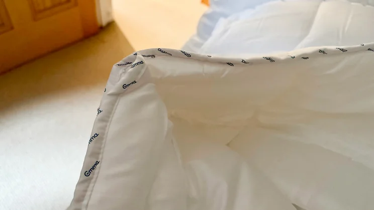 A closeup of one of the Emma All Seasons Customisable Duvet's corners