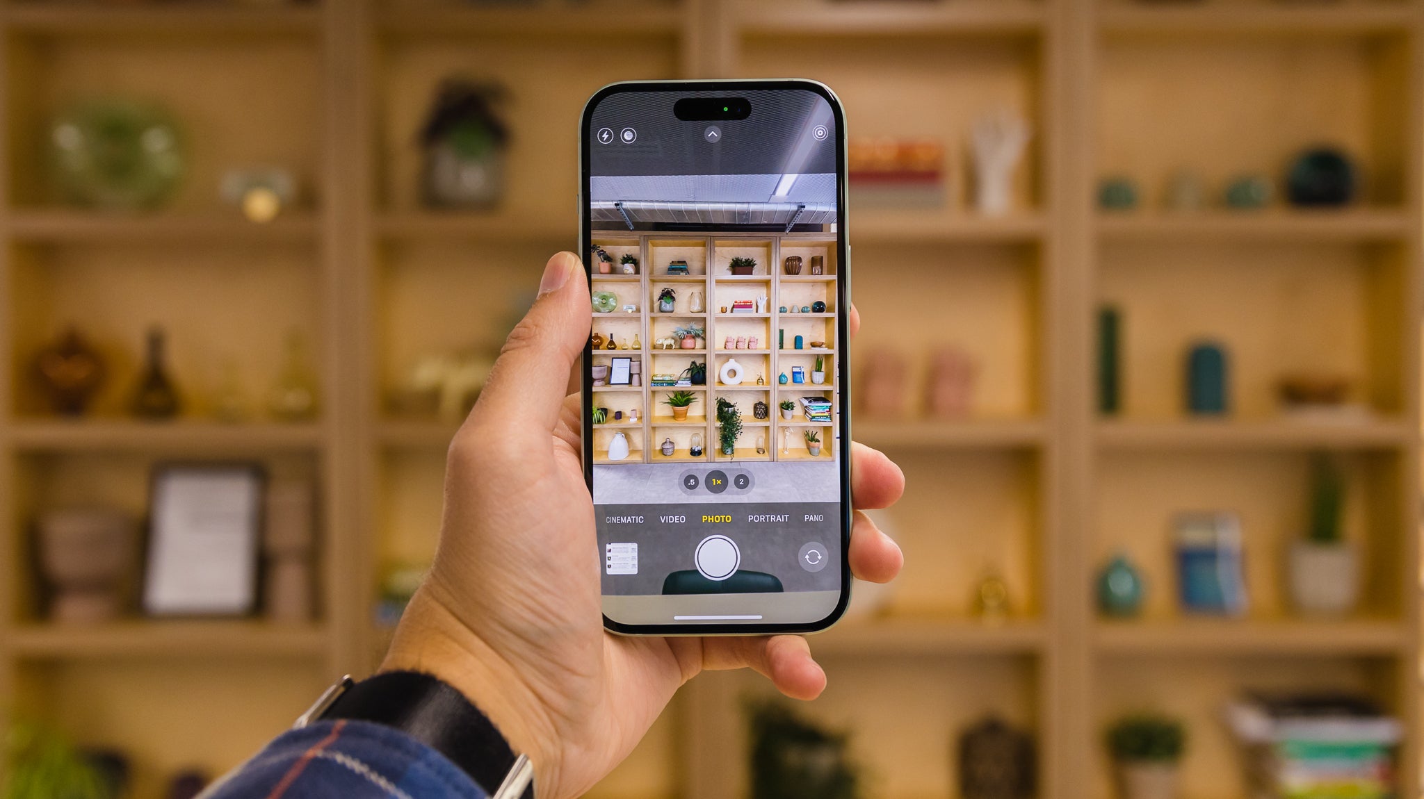 Testing the wide angle camera on an Apple iPhone 15