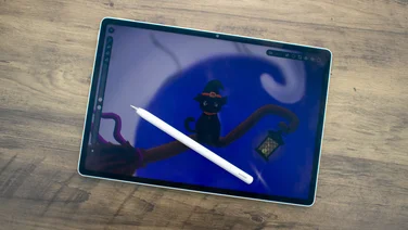 Huawei MatePad 12X on a table with a stylus and a drawing on the display