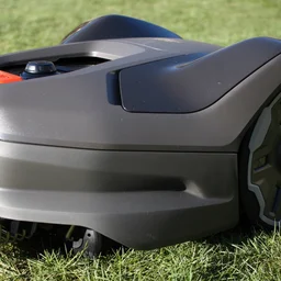 The Husqvarna Automower 305E NERA pictured from the front